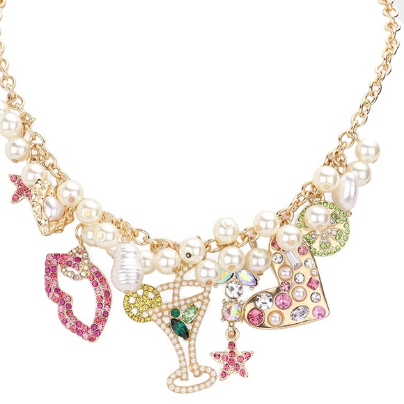 Heart pearls starfish and cocktail lime champagne pendant necklace - Picture 3 of 4